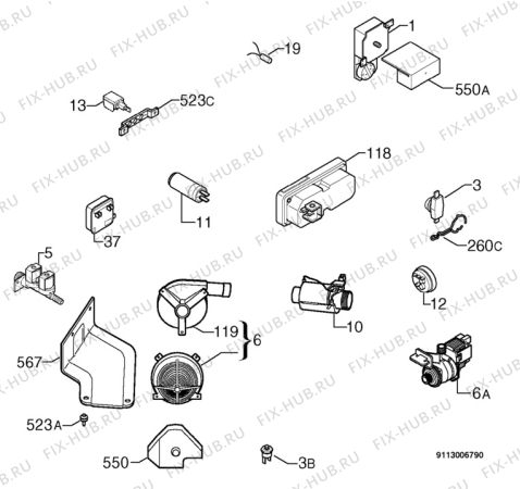 Взрыв-схема посудомоечной машины Privileg 919627_10248 - Схема узла Electrical equipment 268